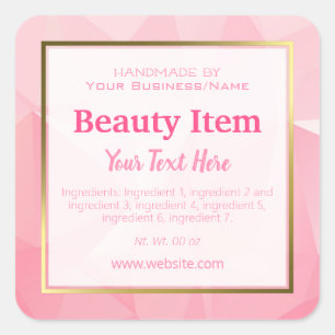 Faux Foil Handmade Skin Care Product Home Business Square Sticker