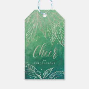 Faux Foil Holiday Leaves Silver-Holiday Gift Tags