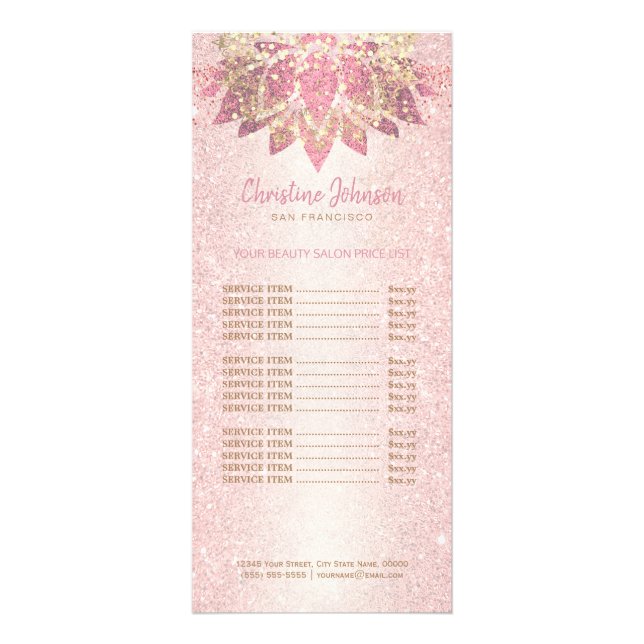 faux foil lotus flower design Rack Card (Front)