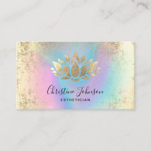 faux foil lotus pastel colours business card