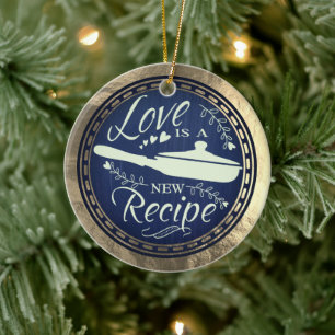 Faux foil love is a new recipe culinary Christmas Ceramic Tree Decoration