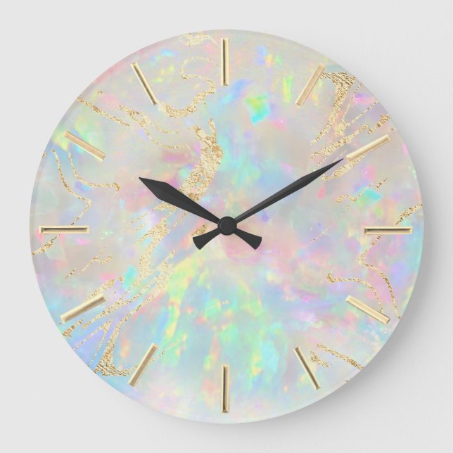 FAUX foil opal  Large Clock (Front)