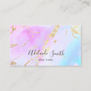 faux foil purple blue watercolor business card