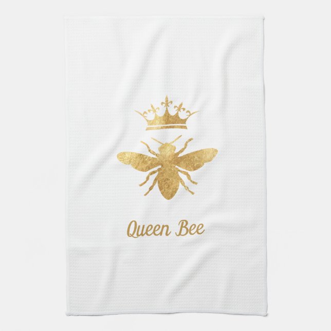 faux foil queen bee tea towel (Vertical)