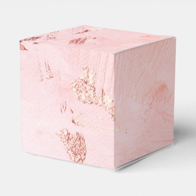 Faux Foil Rose Gold and Serenity Paint Texture Favour Box (Back Side)
