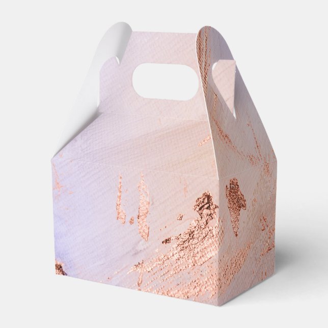 Faux Foil Rose Gold and Serenity Paint Texture Favour Box (Front Side)