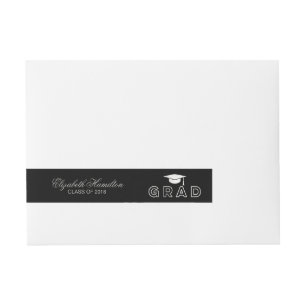 Faux Foil Silver Graduation Cap Elegant Grad Wraparound Address Label