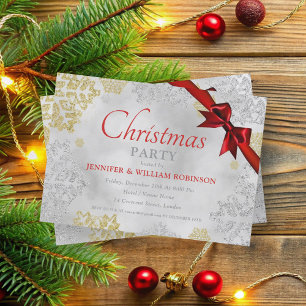 FAUX Foil Snowflakes Xmas Holiday Ribbon Silver Invitation