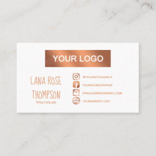 Faux Foil Social Media Logo & Photo Business Card