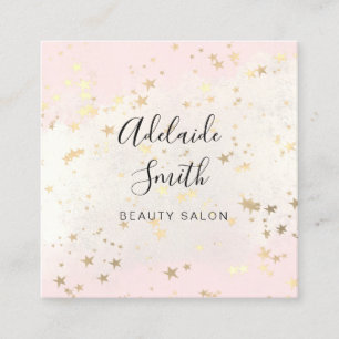  FAUX foil stars on pink watercolor Square Busine  Square Business Card