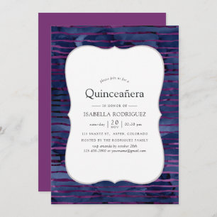 Faux foil striped Quinceanera Invitation