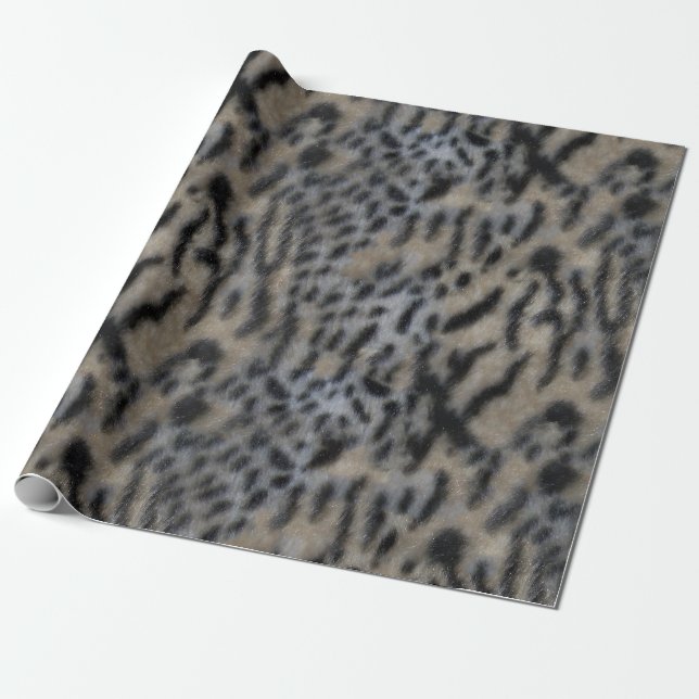 Faux Fur Leopard Wrapping Paper (Unrolled)
