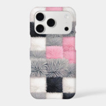 Faux Fur Patchwork Phone Case | Pink Grey Black