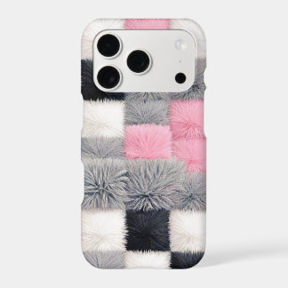 Faux Fur Patchwork Phone Case | Pink Grey Black 