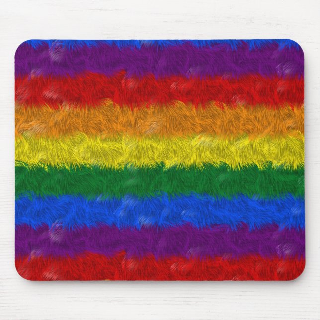 Faux Furry Rainbow Mouse Pad (Front)