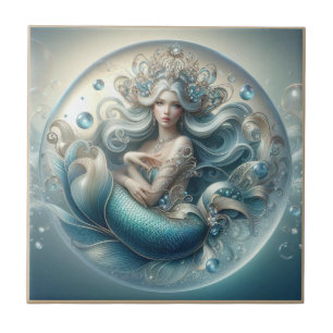 Faux Gemstones Mermaid Art Nouveau 3D Effect Tile
