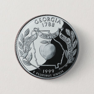 Faux Georgia State Quarter 6 Cm Round Badge
