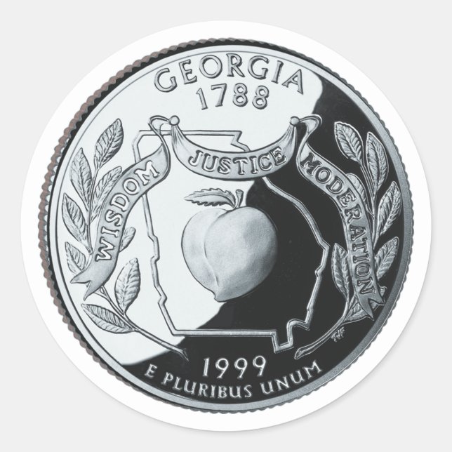 Faux Georgia State Quarter Classic Round Sticker (Front)