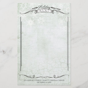 Faux gged paper Christmas holiday menu stationery