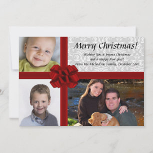 Faux Gift Box, 3-Photo Christmas Greeting Card