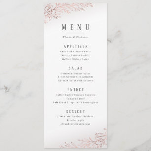 Faux gilded rose gold botanical elegant wedding menu