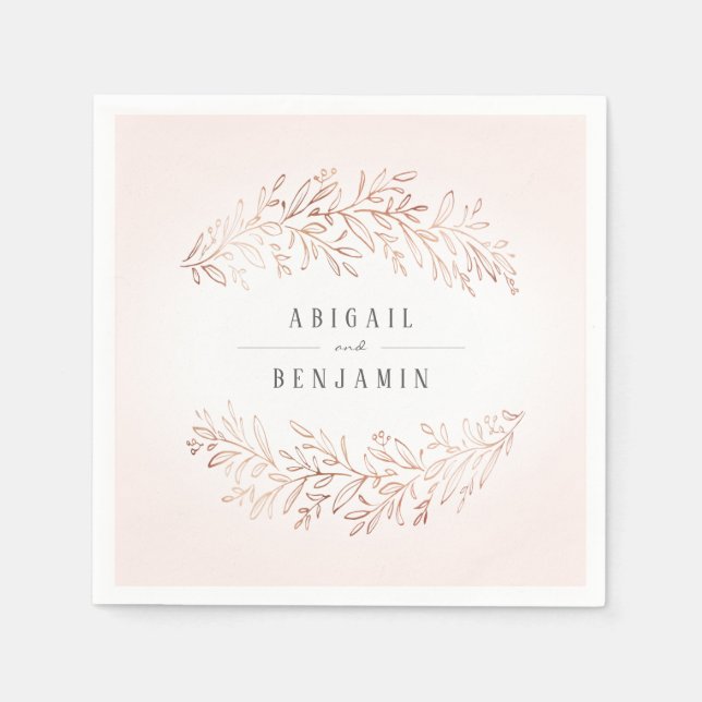 Faux gilded rose gold botanical elegant wedding na napkin (Front)