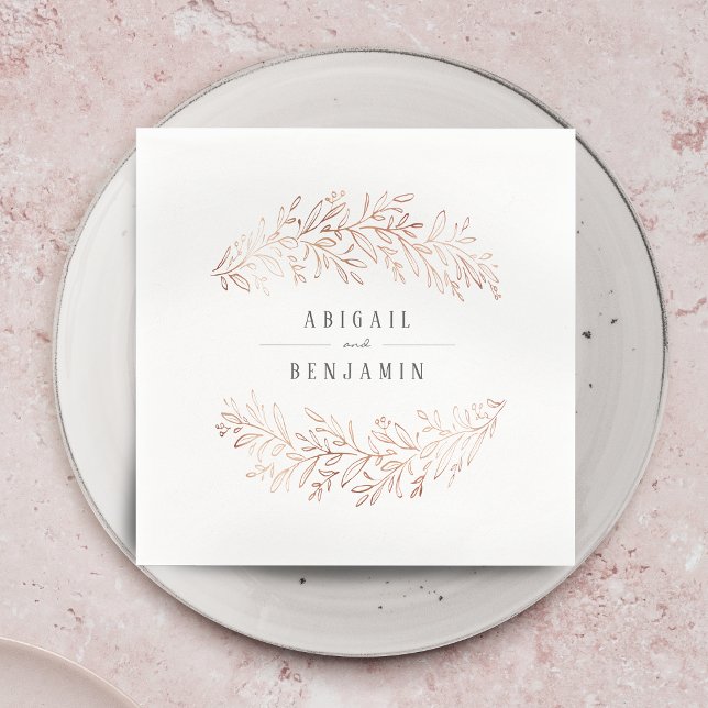 Faux gilded rose gold botanical elegant wedding napkin (Faux gilded rose gold botanical elegant wedding napkins)