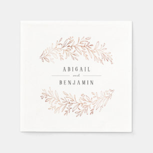 Faux gilded rose gold botanical elegant wedding napkin
