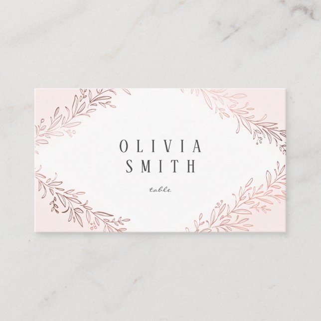 Faux gilded rose gold botanical elegant wedding place card (Front)