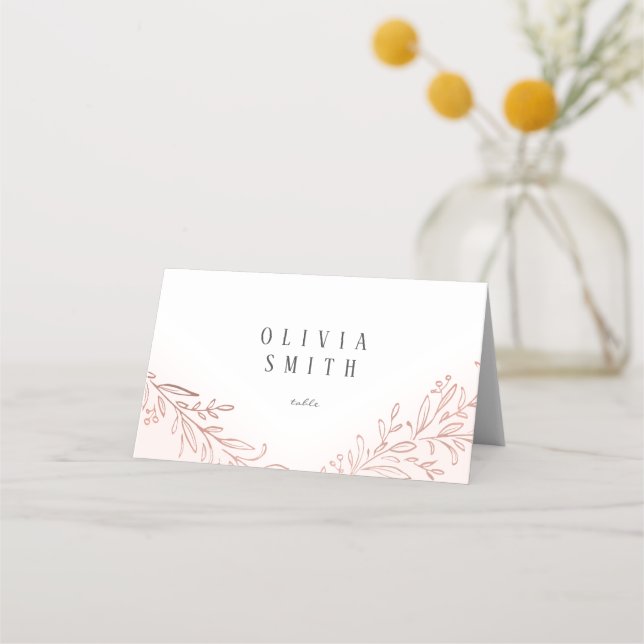 Faux Gilded rose gold botanical elegant wedding Place Card (Front)
