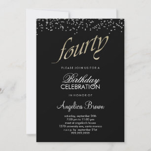 Faux Glitter 40th Birthday Invitation