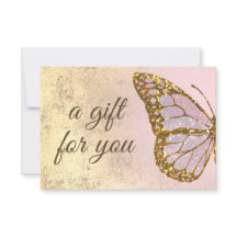 faux glitter and foil butterfly gift certificate