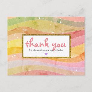 Faux Glitter Baby Shower Thank You Postcard