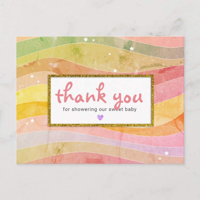 Faux Glitter Baby Shower Thank You Postcard (Front)