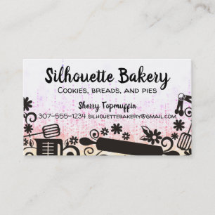 Faux glitter baking bakery pastry chef utensils business card