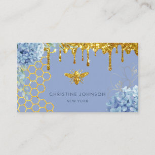 faux glitter bee and flowers Business Card