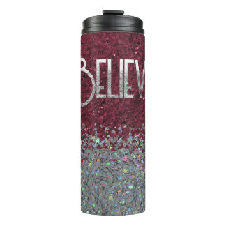 Faux Glitter Believe Thermal Tumbler