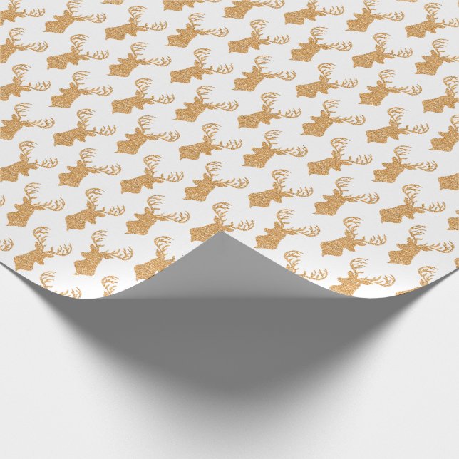 Faux Glitter Big Stag Antlers Wrapping Paper (Corner)