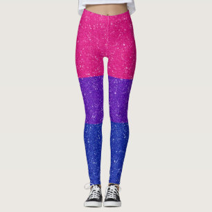 Faux Glitter Bisexual Pride Flag Background Leggings