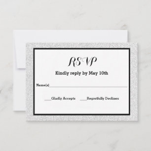 Faux Glitter & Black Frame - RSVP Response Card