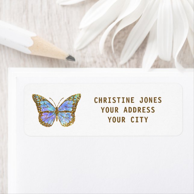 faux glitter blue butterfly (Insitu)