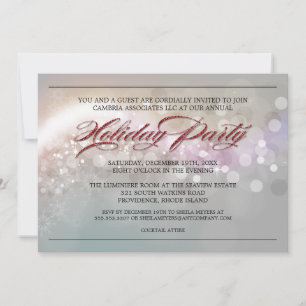 Faux Glitter Bokeh Stars Corporate Holiday Party Invitation