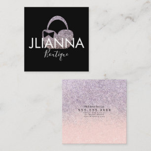 Faux Glitter Boutique Clothing Black White   Square Business Card