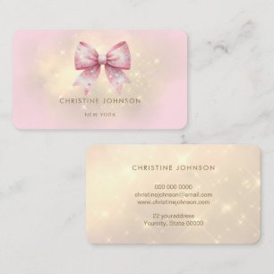 faux glitter bow design business card