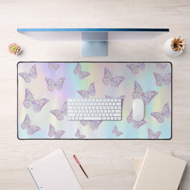 faux glitter butterflies desk mat (Office 1)