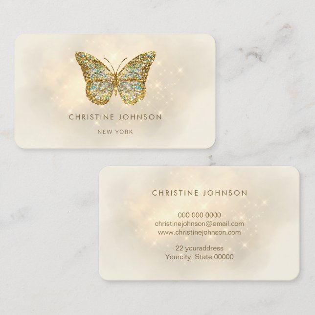 faux glitter butterfly business card (Front/Back)