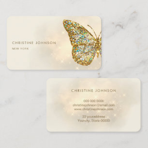 faux glitter butterfly business card