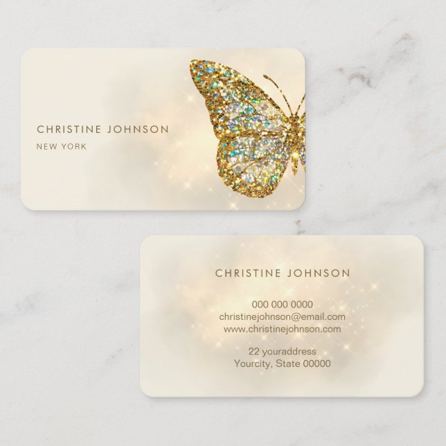 faux glitter butterfly business card (Front/Back)