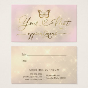 faux glitter butterfly logo appointment card