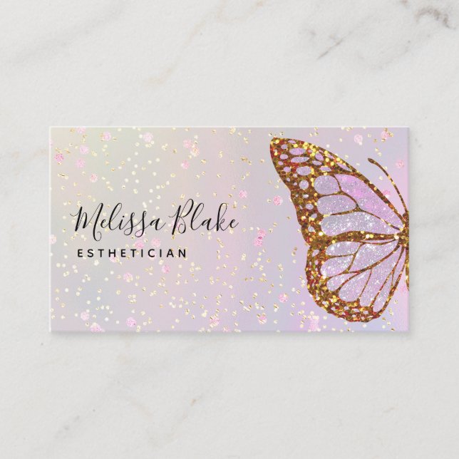 faux glitter butterfly logo business card (Front)